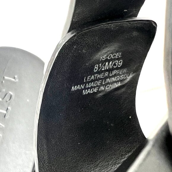 Sz 8.5 - 1.State Women's Ocel Black Leather Dual Buckle Strap Slip On Sandal - Picture 9 of 10